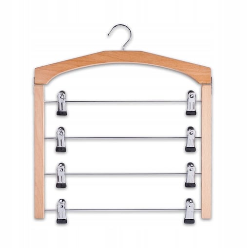 Wieszak na Spódnice Spodnie Uchwyt 4 Pary z Klipsami metalowy