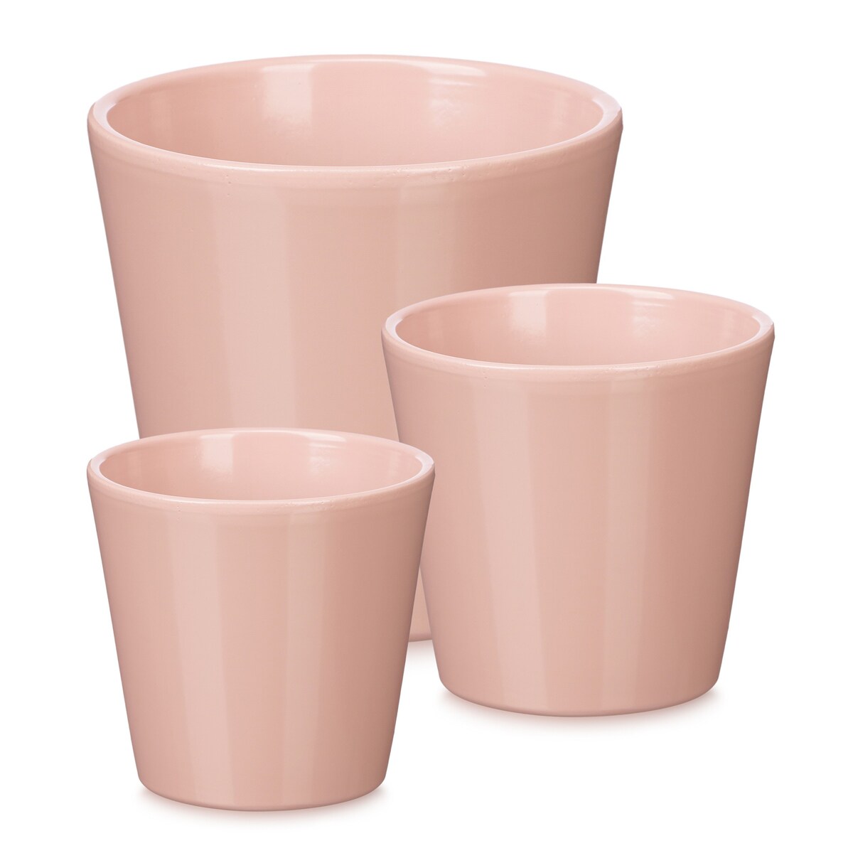Zestaw 3 doniczek ceramicznych Ø14, 17, 22 cm VASOS stożkowe różowe
