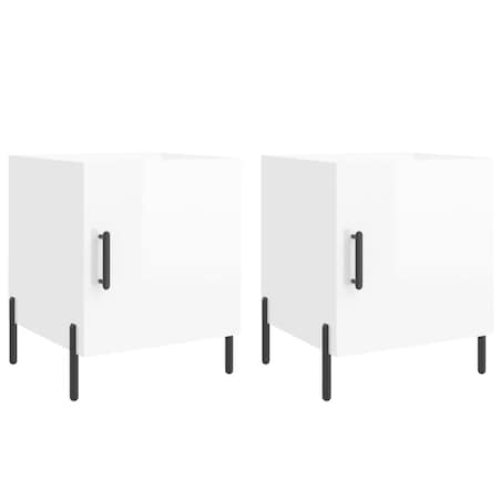 vidaXL Szafki nocne, 2 szt., białe z połyskiem, 40x40x50 cm