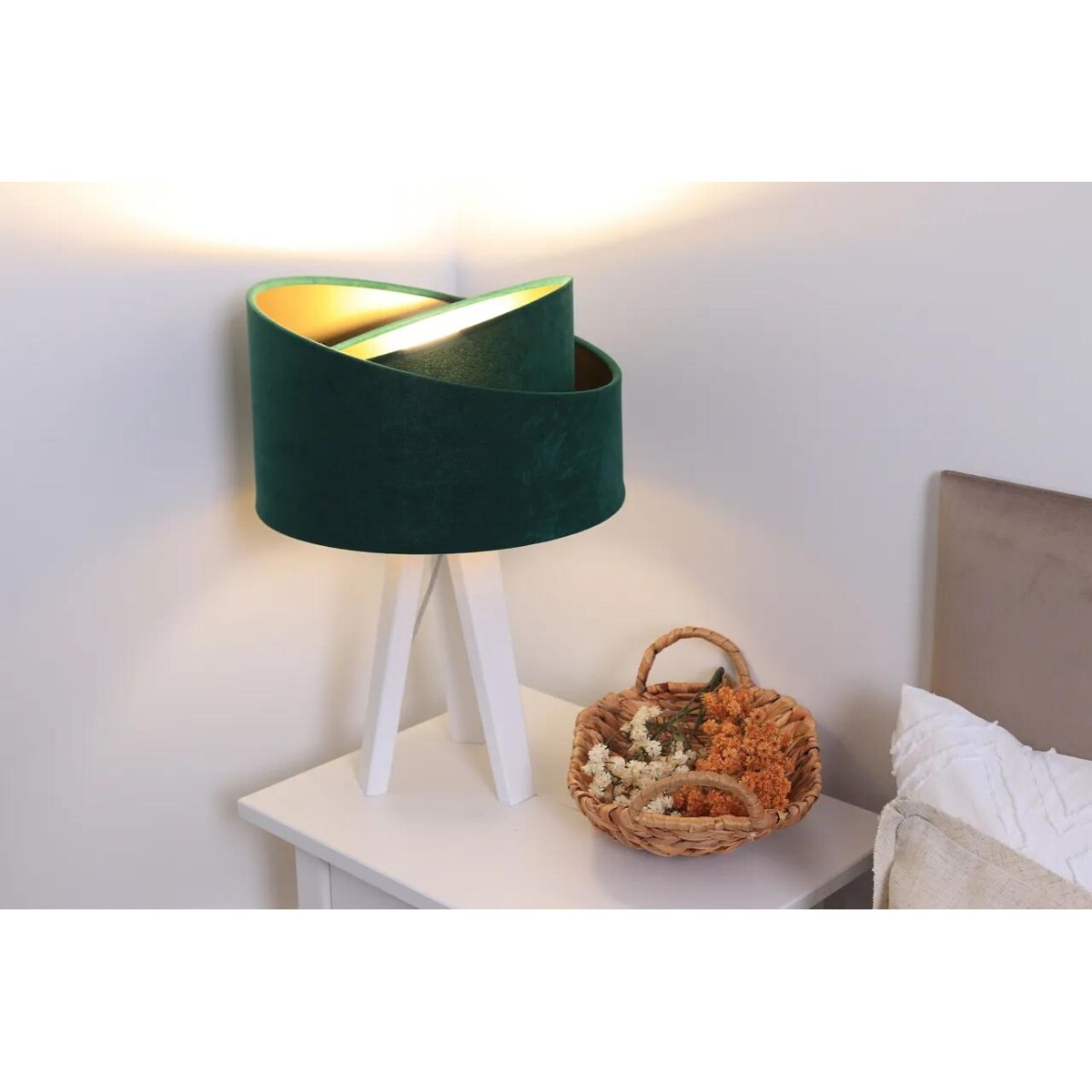 Lampa stołowa GEMSTONE zielona/złota/biała