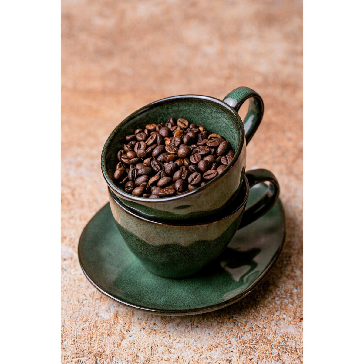 Serwis kawowy Uminami zielony na 12 osób 24 szt. Nowoczesny Do zmywarki Komplet filiżanka i spodek