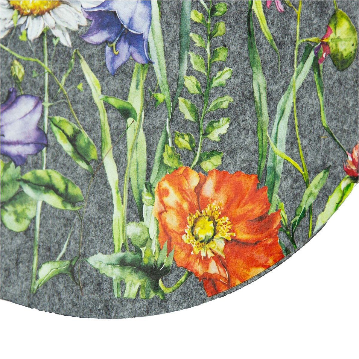 Podkładka Filcowa Wielkanocna Pisanka Na Stół Dekoracyjna Ozdobna Kwiaty Ciemnoszara 40X31,5 Cm