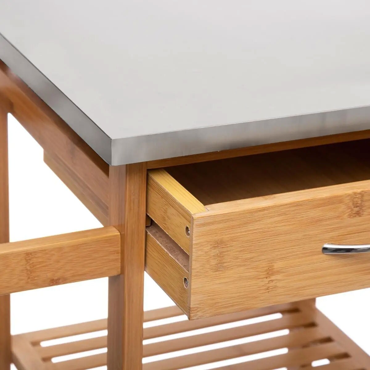 Wózek kuchenny na kółkach, bambusowy, 37 x 76 x 86 cm