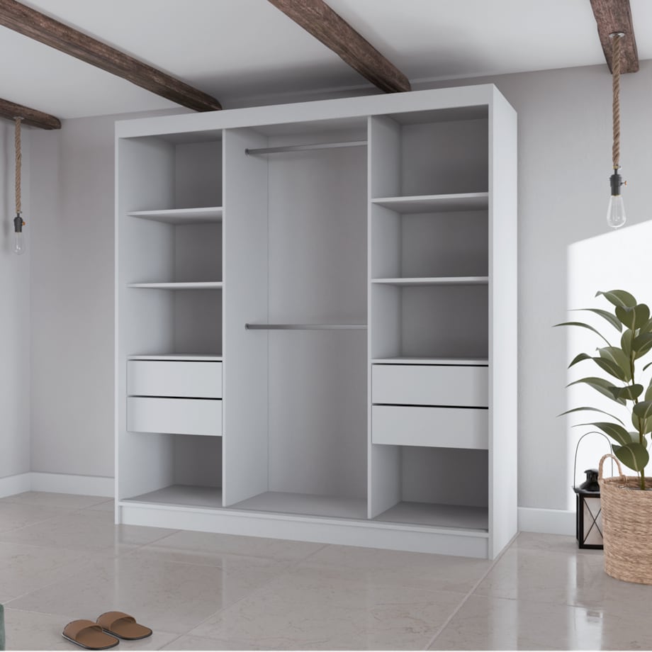 Szafa przesuwna COMODO V200 z lustrem do przedpokoju, garderoby- sonoma