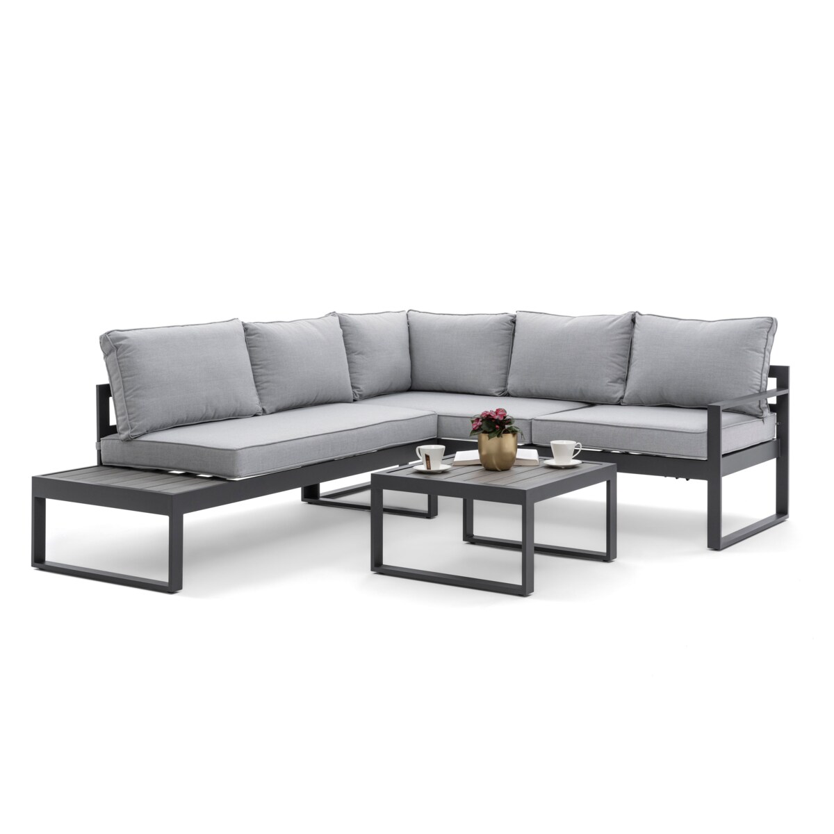 MEBLE OGRODOWE ALUMINIOWE NAROŻNIK NICEA SZARA LEWA