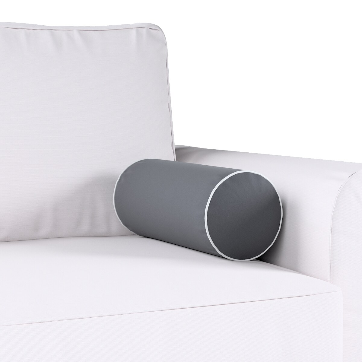 Poduszka wałek prosty z lamówką, grafitowy szary, Ø16 x 40 cm, Velvet