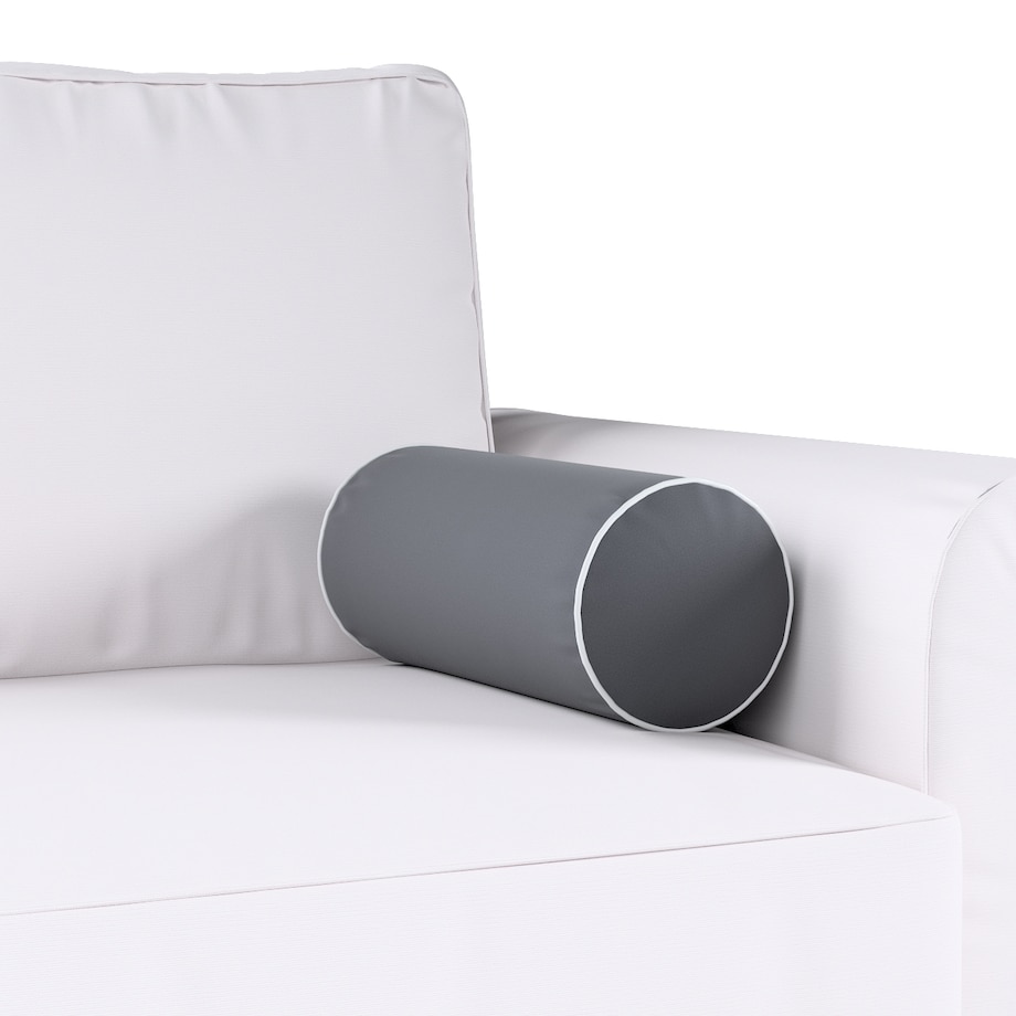 Poduszka wałek prosty z lamówką, grafitowy szary, Ø16 x 40 cm, Velvet