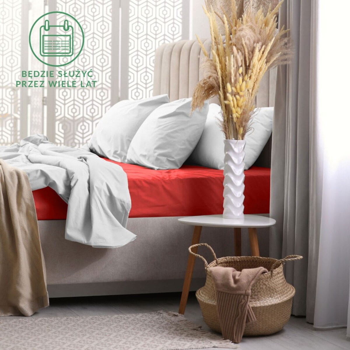 Prześcieradło frotte z gumką 120x200 kolor czerwony