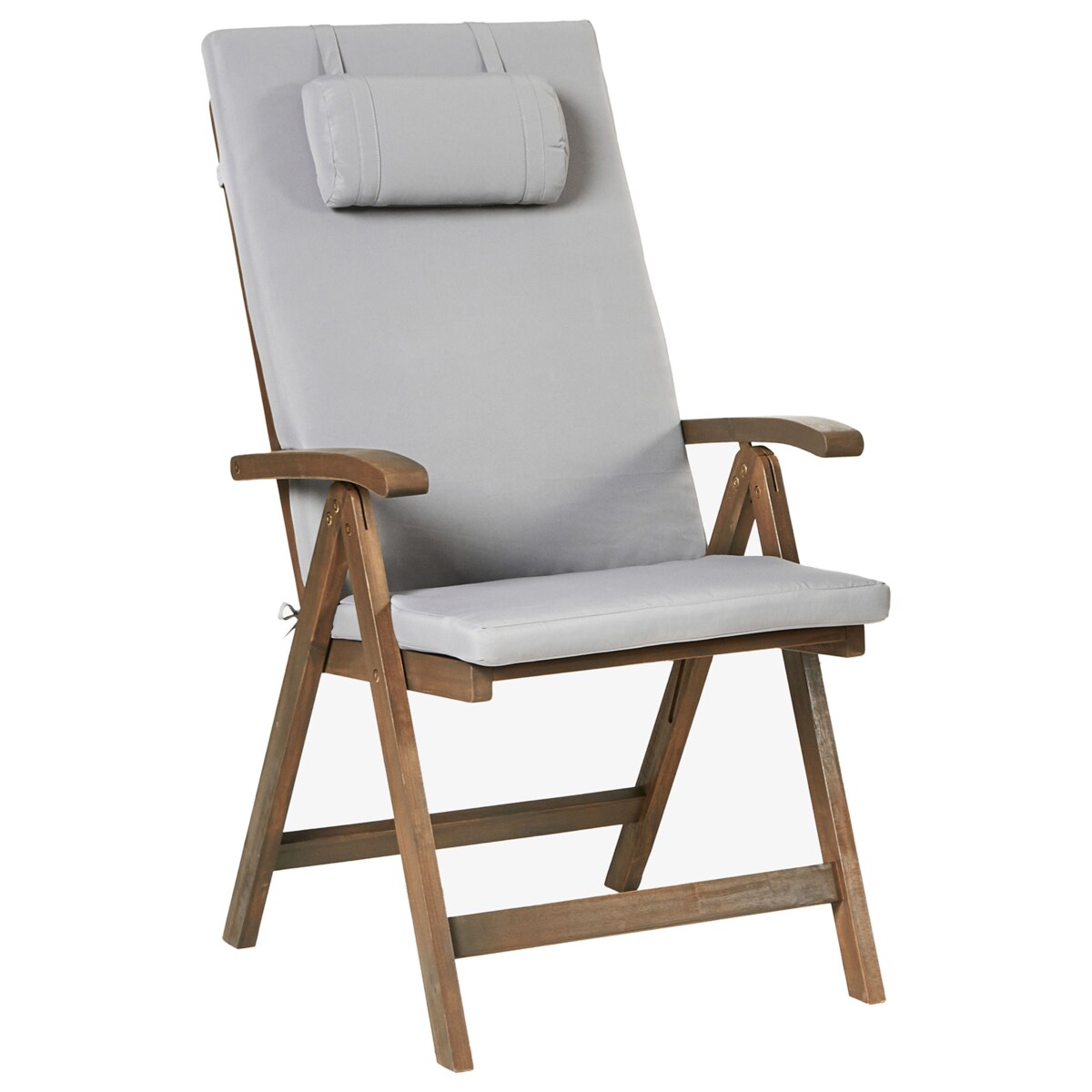 Zestaw 2 krzeseł ogrodowych z poduszkami AMANTEA PREMIUM Drewno akacjowe Jasnoszary