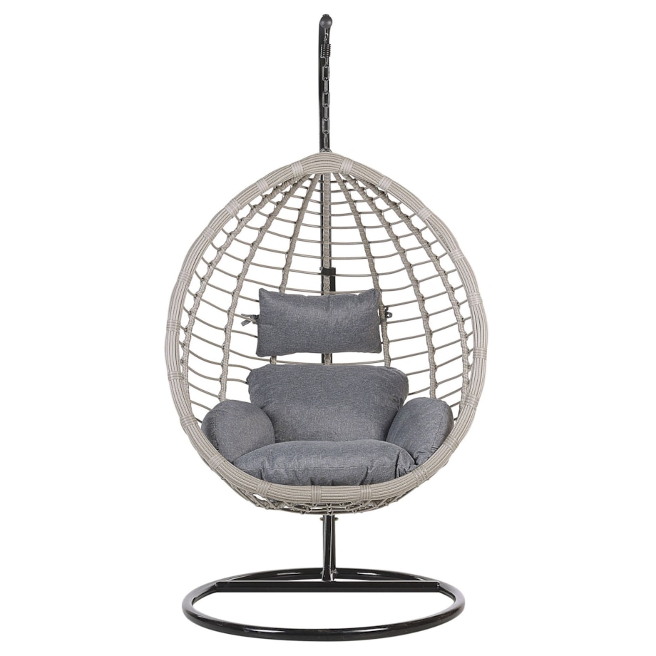 Fotel wiszący ze stojakiem TOLLO Technorattan Szary