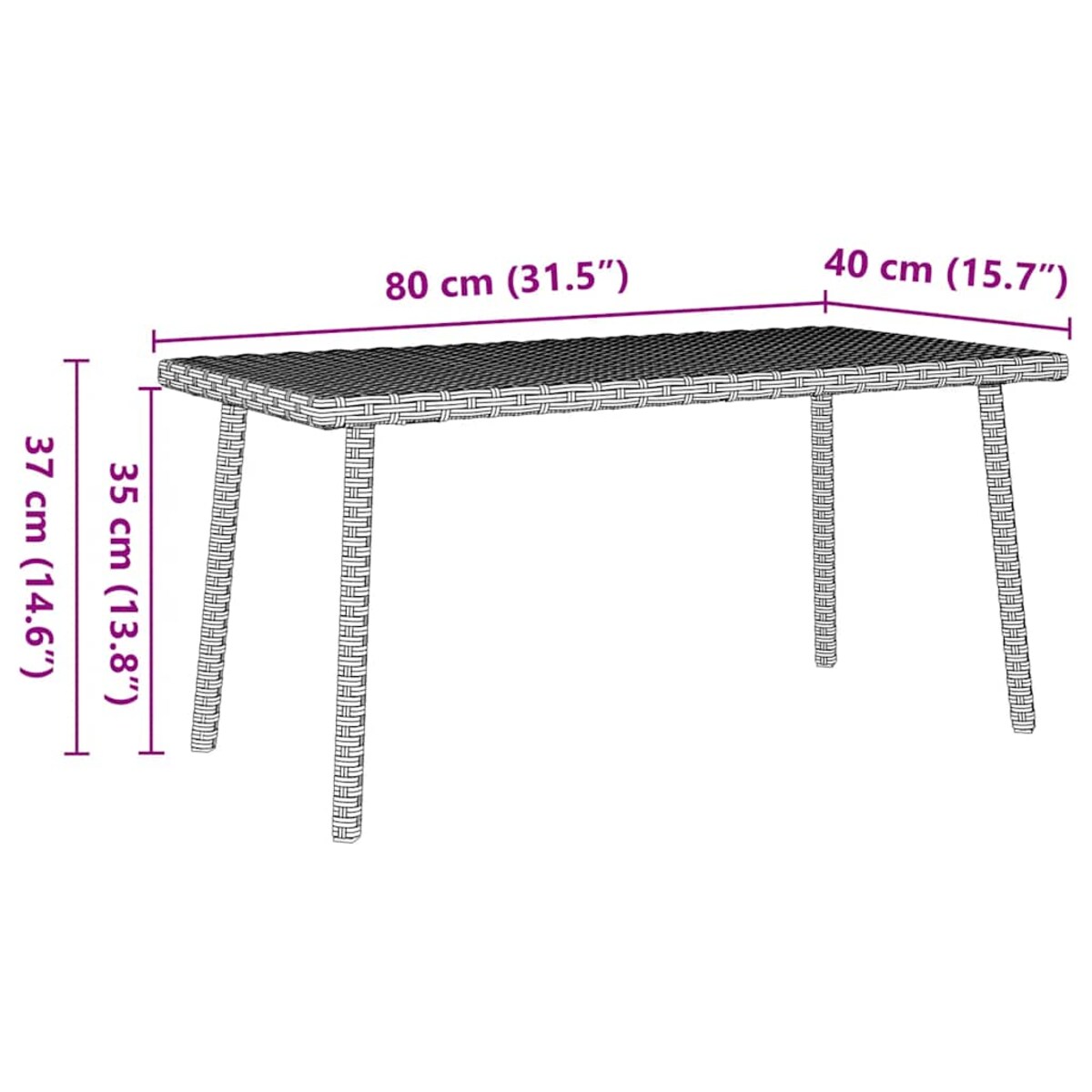 vidaXL Stolik kawowy ogrodowy prostokątny jasnoszary 80x40x37 cm