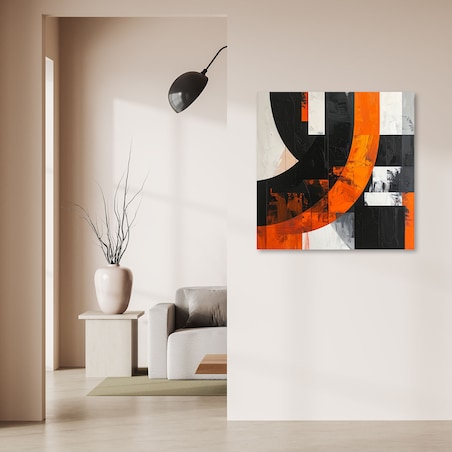 Obraz do salonu pokoju biura, Abstrakcja kształty czarno pomarańczowy