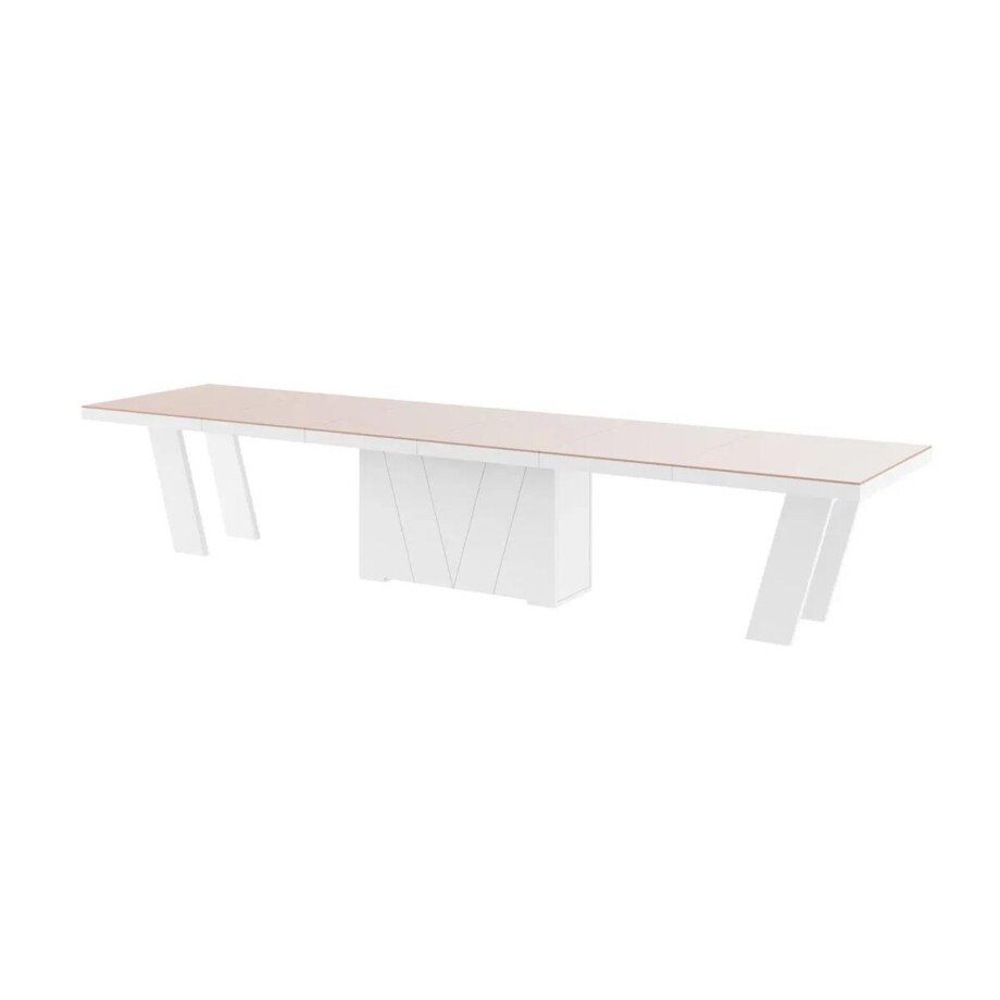 Stół rozkładany GRANDE 160(412)x100 cappuccino/biały połysk