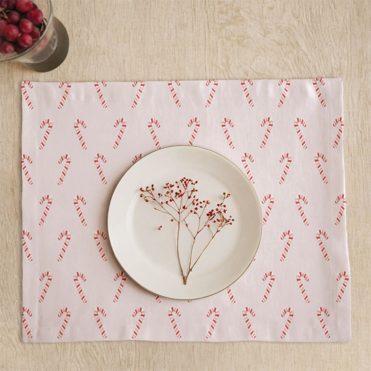 Podkładki świąteczne - Laski cukrowe - róż