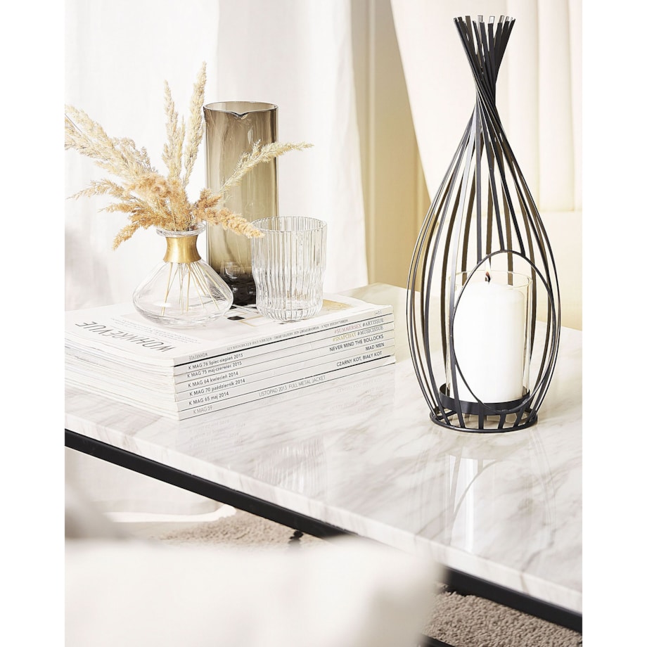 Lampion metalowy 38 cm czarny LOMBOK