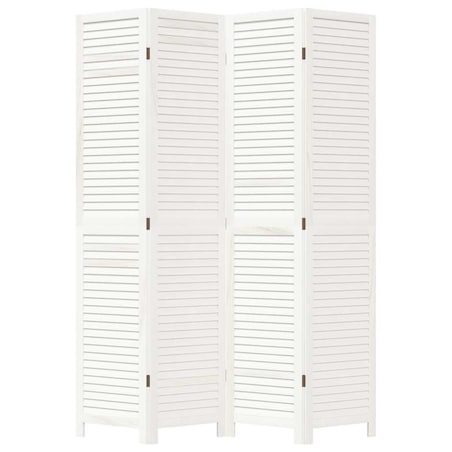 vidaXL Parawan pokojowy, 4-panelowy, biały, lite drewno paulowni