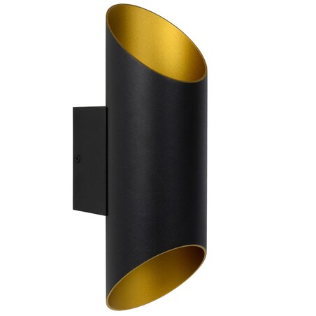 Kinkiet LAMPA ścienna QUIRIJN 09233/01/30 Lucide metalowa OPRAWA ścięta tuba czarna złota