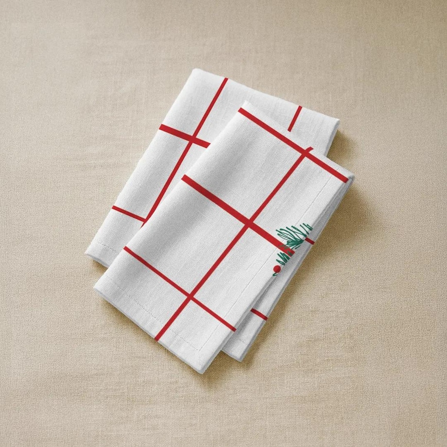 Serwetki świąteczne - krata i gałązki (2szt.)