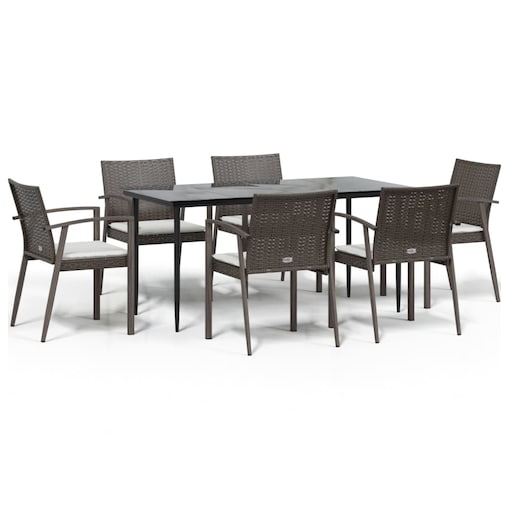 vidaXL 7-cz. zestaw mebli ogrodowych z poduszkami, polirattan i stal