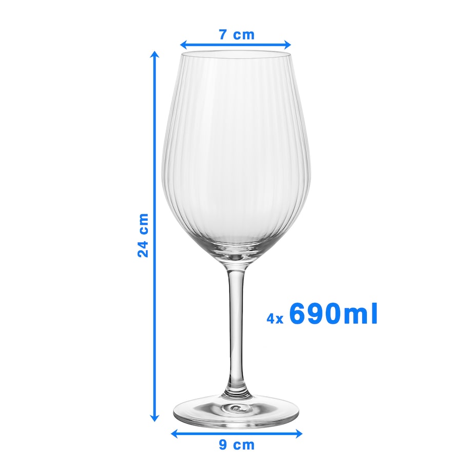 4X Kieliszki Kryształowe Do Wina Szampana Szklanki Eleganckie Szklane 690 Ml Zestaw