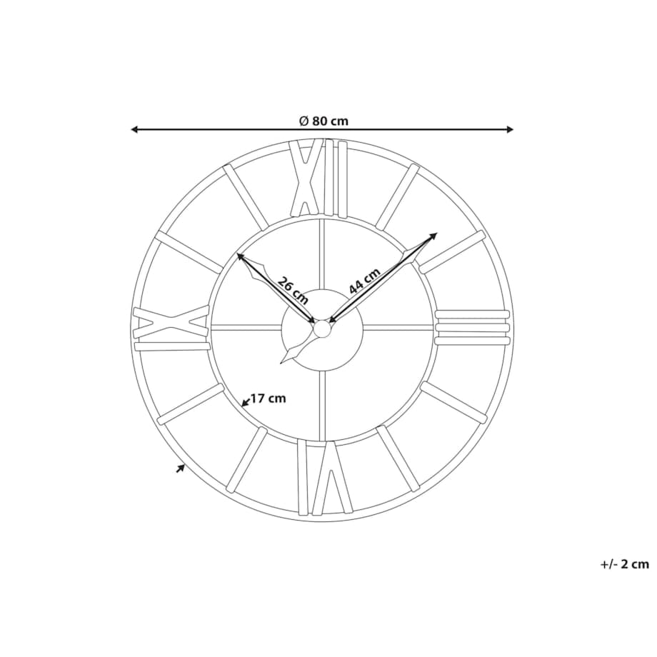 Zegar ścienny ø 80 cm czarny ze złotym VALSOT