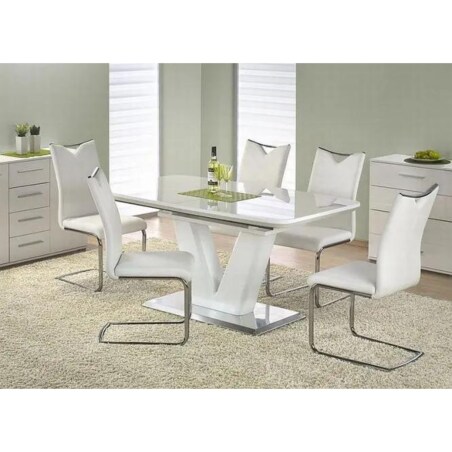 Stół MISTRAL 160(220)x90 biały/srebrny rozkładany