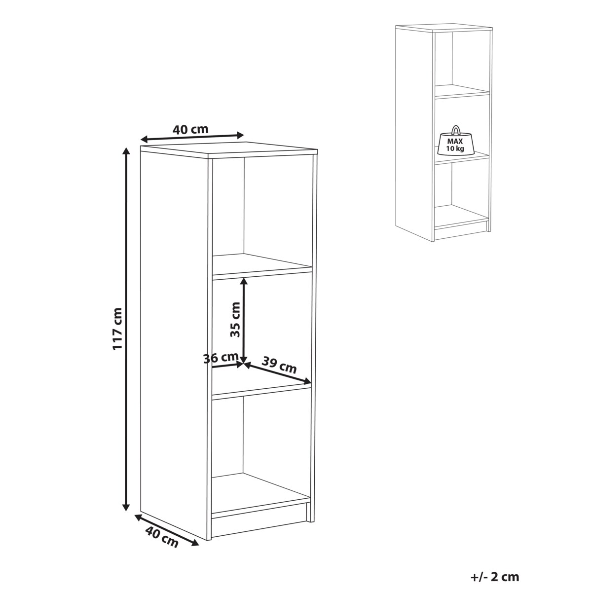 Regał na książki 3 półki ZEHNA 117 cm Biały