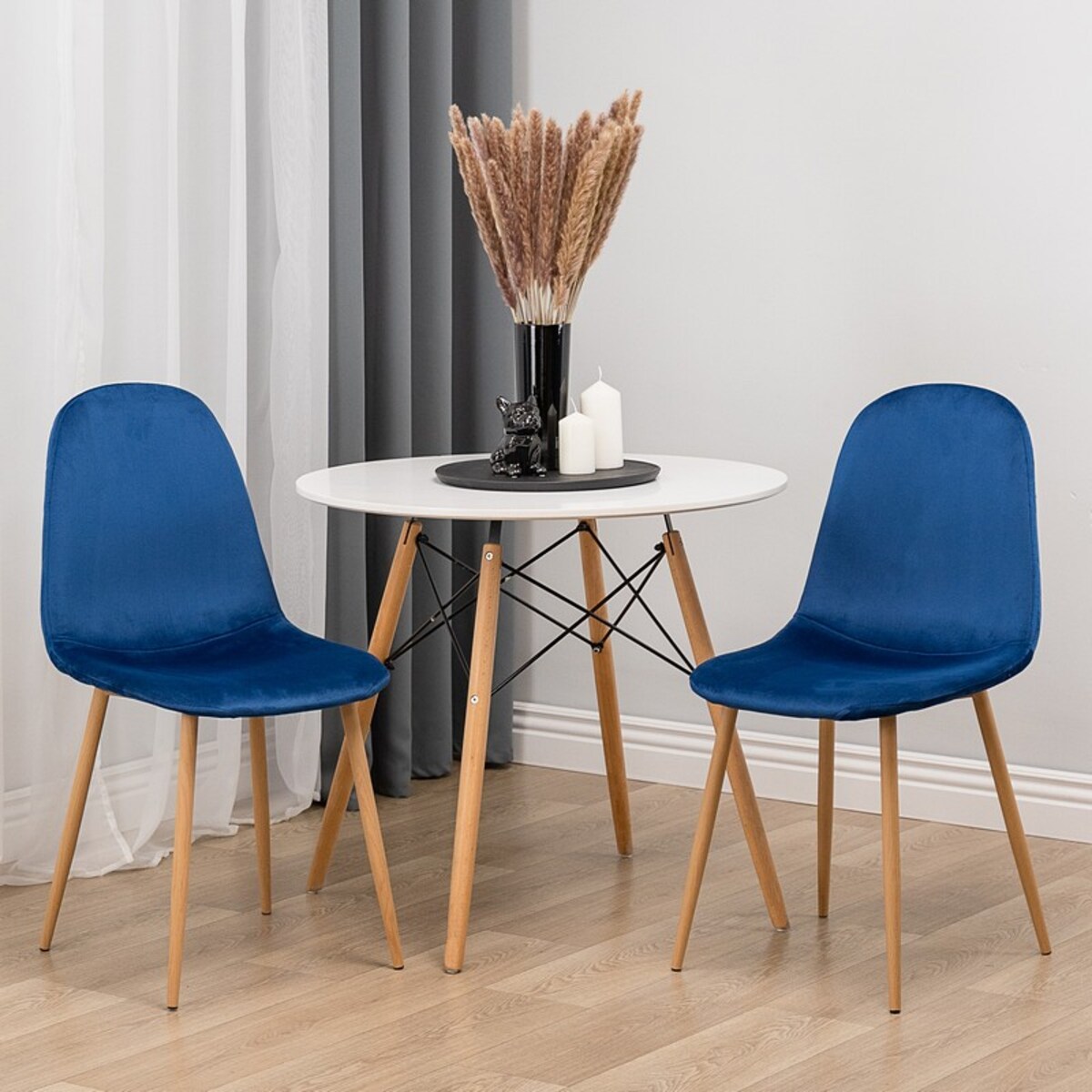 Krzesło tapicerowane welurowe do salonu jadalni jasne nogi