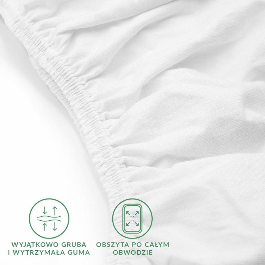 Prześcieradło z bawełny jersey z elastanem z gumką 90x200 kolor biały