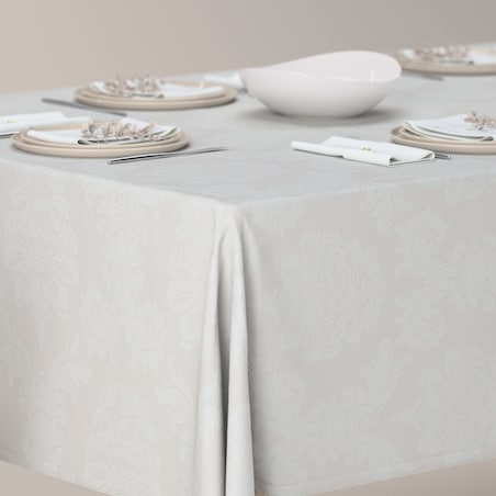 Obrus prostokątny 130 x 160 cm liście akantu na jasno-popielatym tle