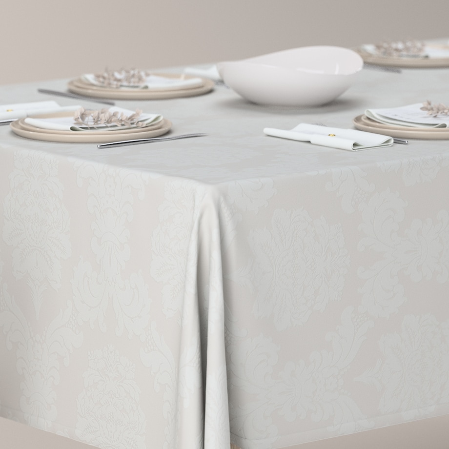 Obrus prostokątny 130 x 160 cm liście akantu na jasno-popielatym tle