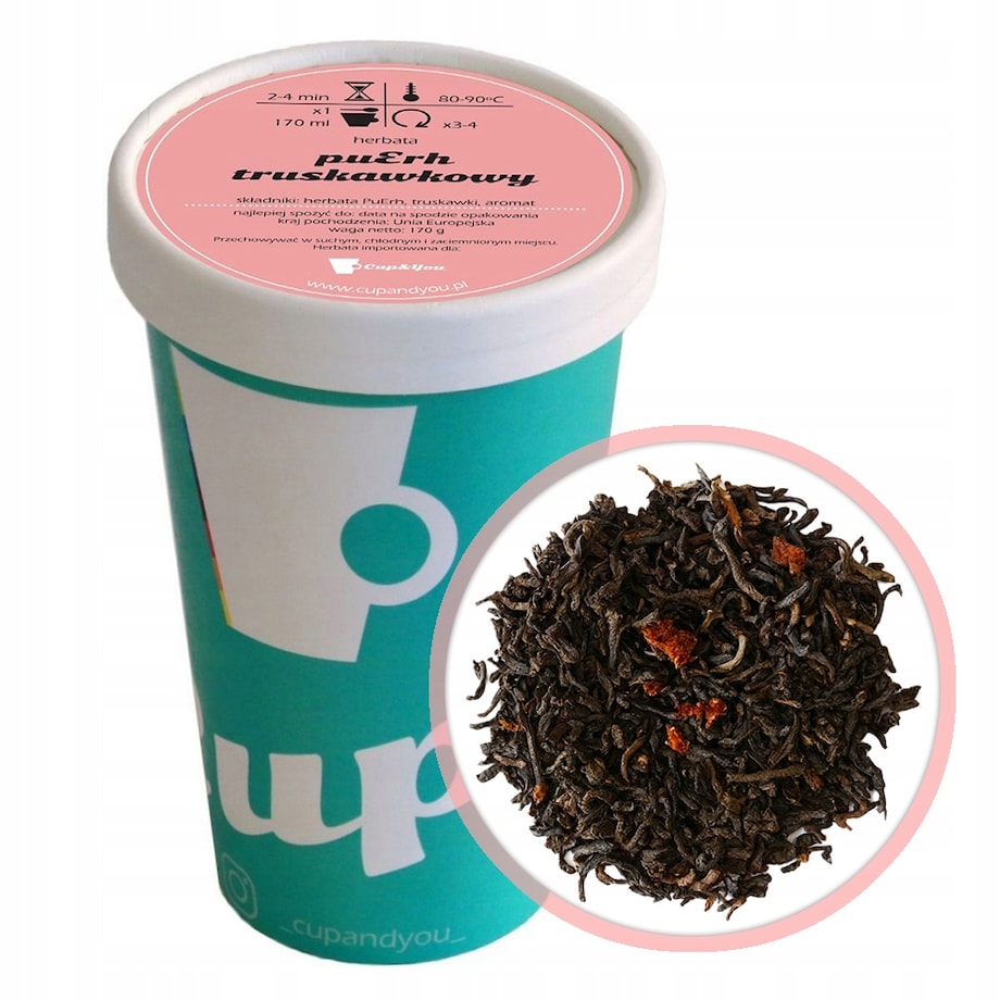 Herbata czerwona pu-erh TRUSKAWKOWY premium sypana truskawki PuErh 170g