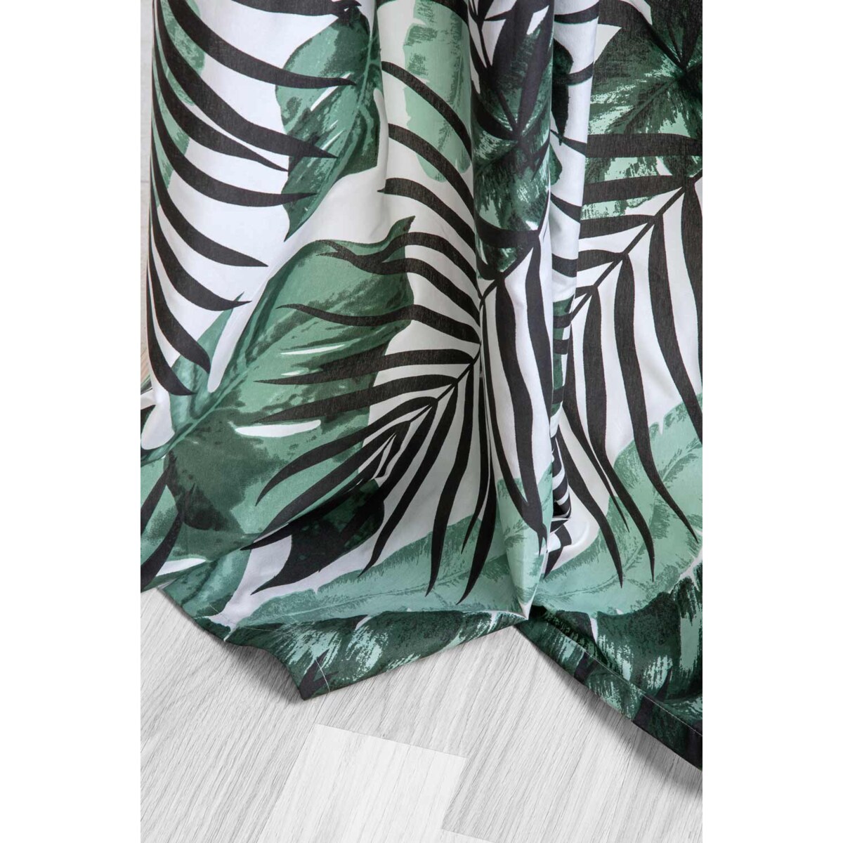 Zasłona Gotowa do Salonu na Przelotkach 140 x 250 Palmy Liście Jungle Zielona