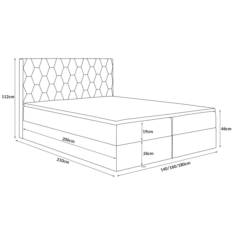 Łóżko kontynentalne G8 do sypialni 160x200 z pojemnikiem i materacem-beżowe