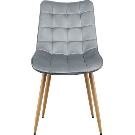 Krzesło tapicerowane do salonu jadalni pikowane welurowe szare