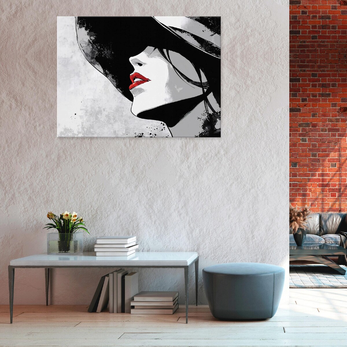 OBRAZ KOBIETA ABSTRAKCJA SZARY DO SYPIALNI SALONU KUCHNI NA PŁÓTNIE 100x70