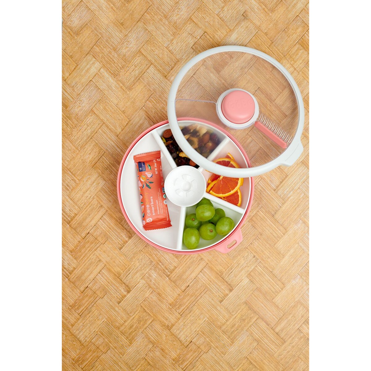 GOBE LARGE SNACK SPINNER duży pojemnik na przekąski, Coral Pink