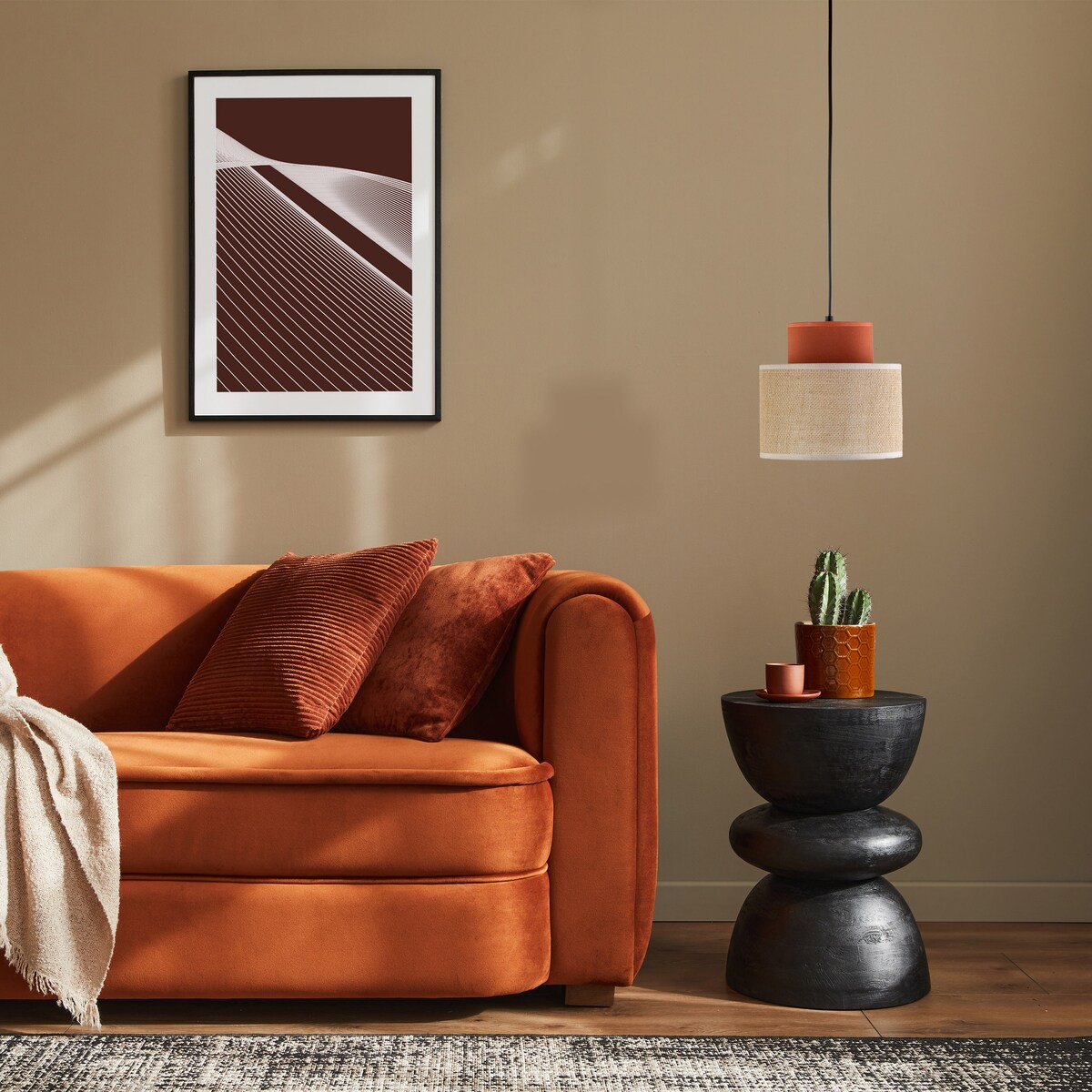 Lampa wisząca TK Lighting DUO JUTA BROWN 2785 czarno-beżowa E27 regulowana, jutowy klosz do salonu i jadalni