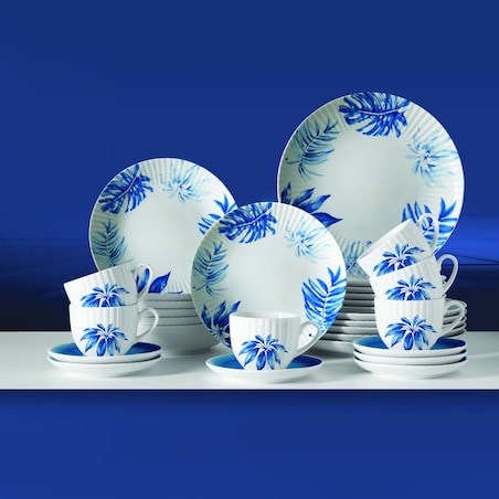 Zestaw obiadowo-kawowy dla 6 osób 30 el. Daisy Blue LB18 (7260)