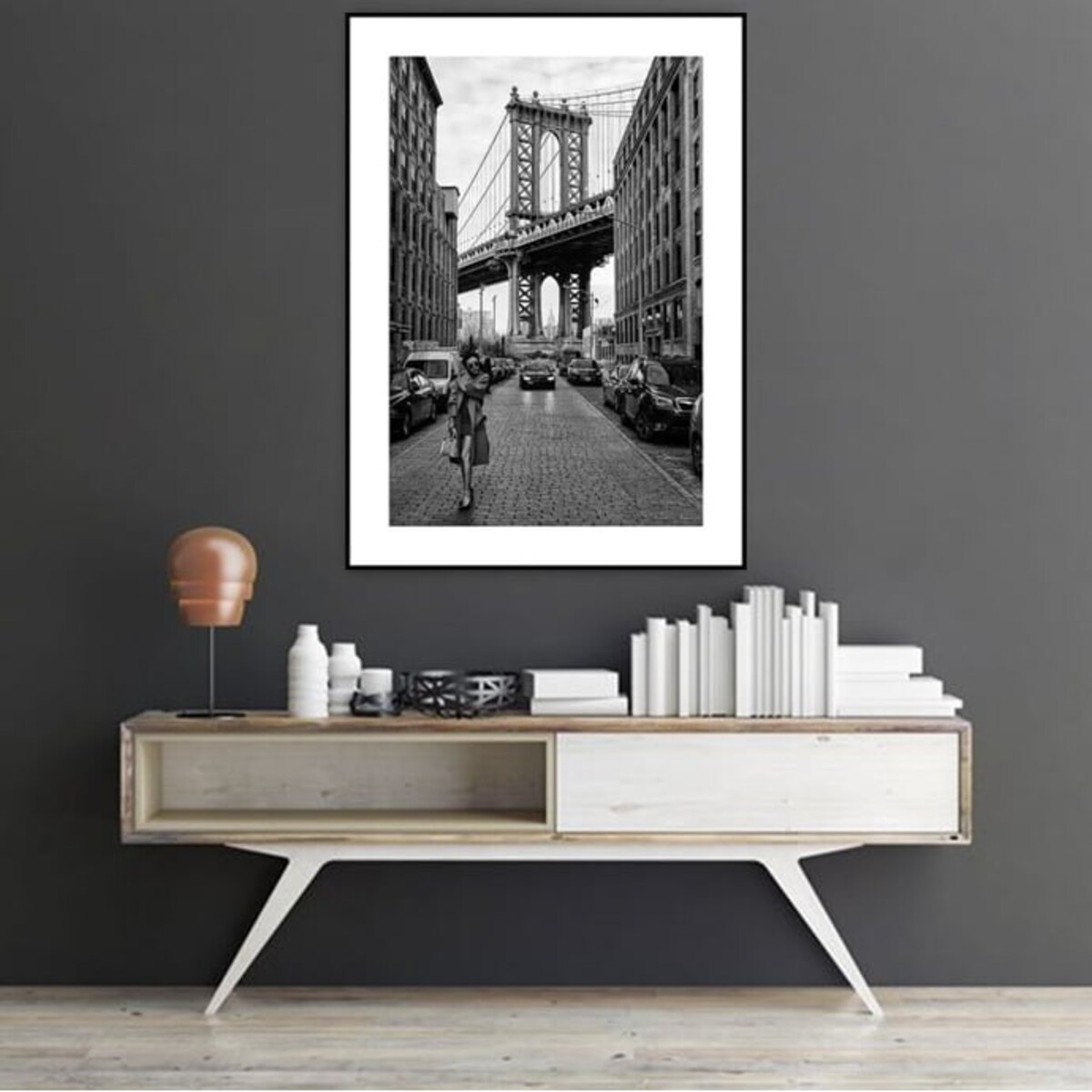 Poster Story, Plakat, Obraz - Spacer po Brooklyn Bridge, wymiary 60 x 84 cm