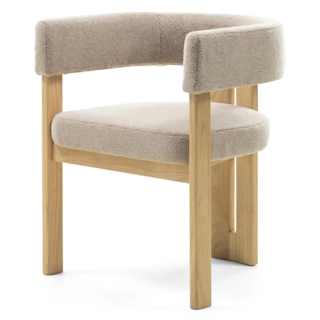 Krzesło do jadalni drewno kauczukowe GOMMA 70x57x53 cm kremowe boucle