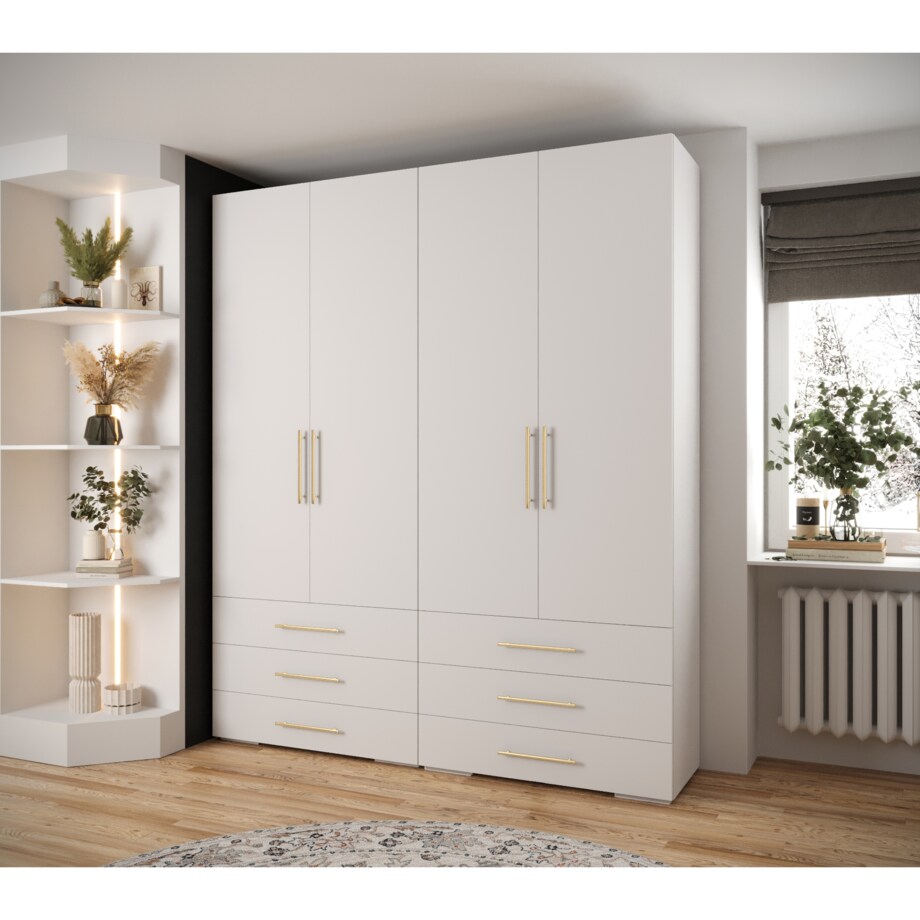 Garderoba wysoka do przedpokoju INOVA 3 Z16 biały+złoty