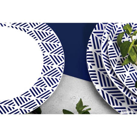 Konsimo LIVIDUS Talerz głęboki, biały/niebieski