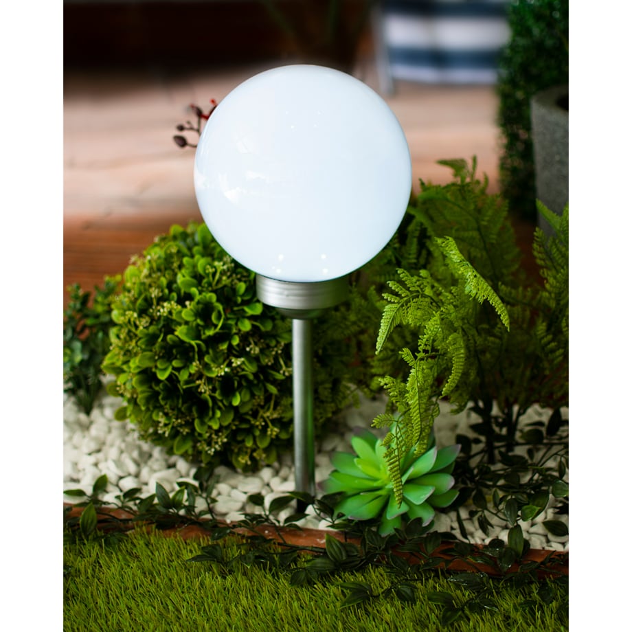 Lampa Solarna Kula 20Cm Ogrodowa 4 Led Czujnik Wbijana Zewnętrzna Ip44