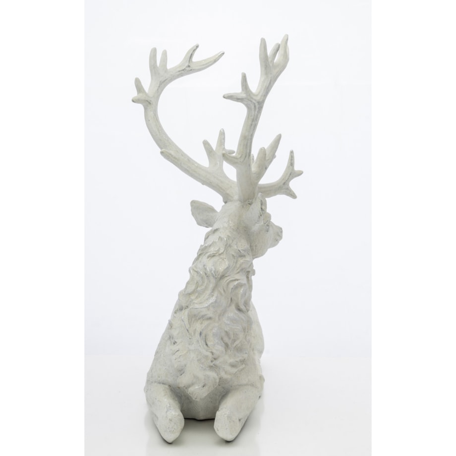 Dekoracja - figurka leżącego białego jelenia 38x32x15 cm KARGU-3 srebrny
