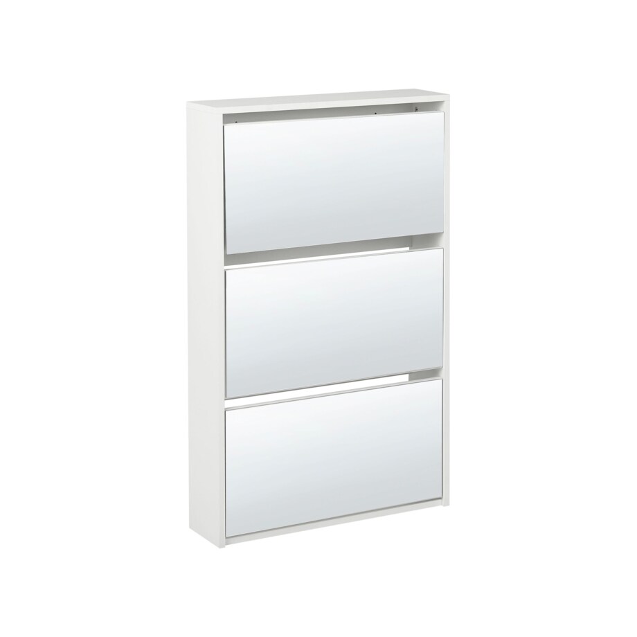 Szafka na buty 3 przegrody lustrzane fronty biała MIDFIELD