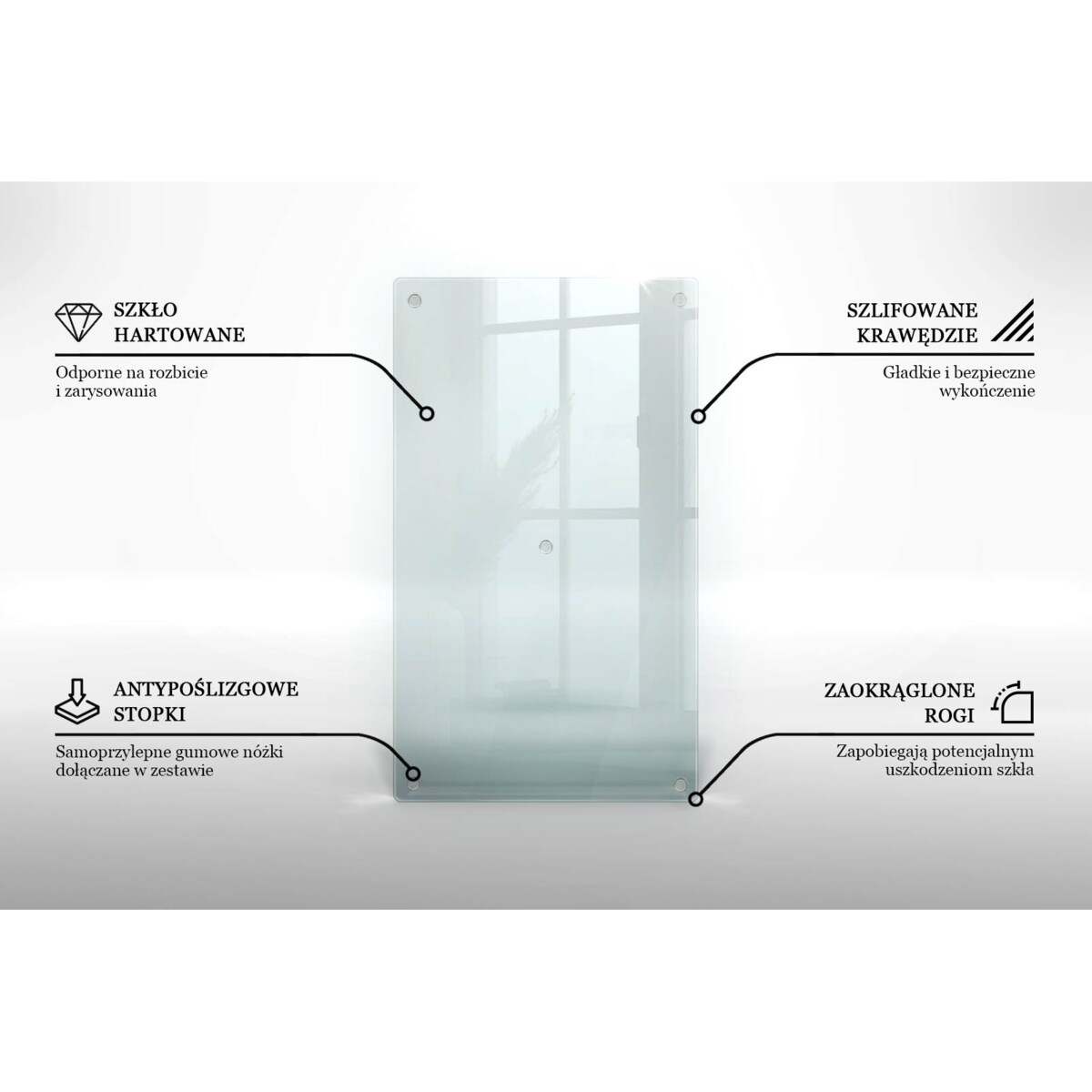 Deska do krojenia, szkło hartowane 52x30