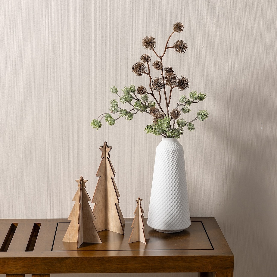 Dekoracja Rustic Trees 3 szt. oak boże narodzenie, święta, świąteczne, brązowy, 14/10/7x25/18/12 cm