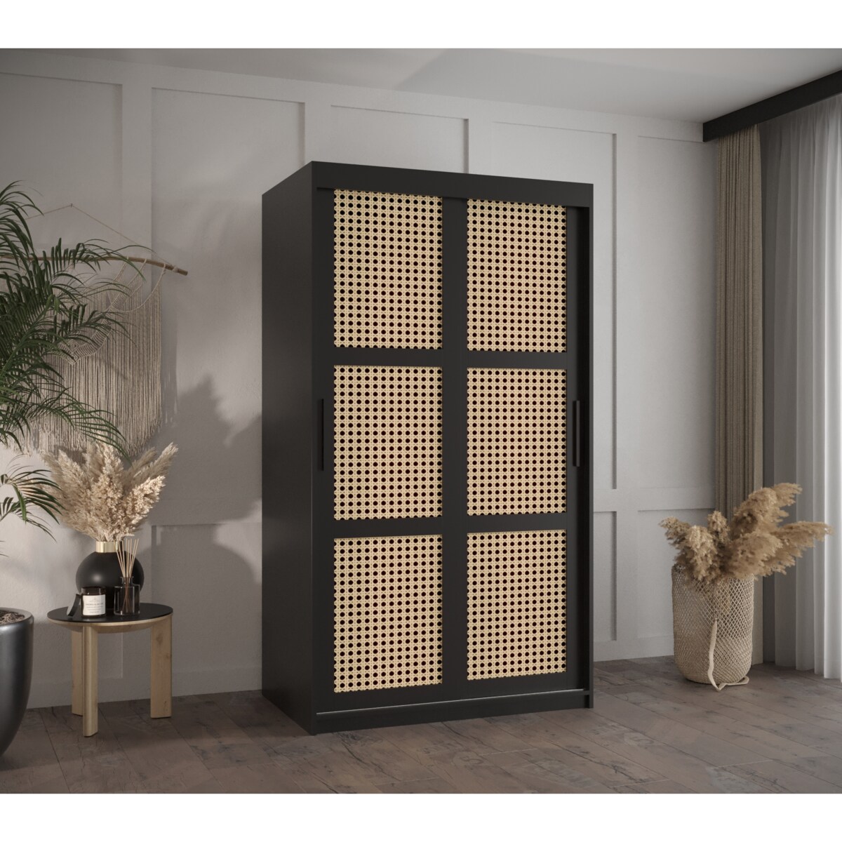 Szafa przesuwna Garderoba PLECIONKA WIEDEŃSKA 100 czarny