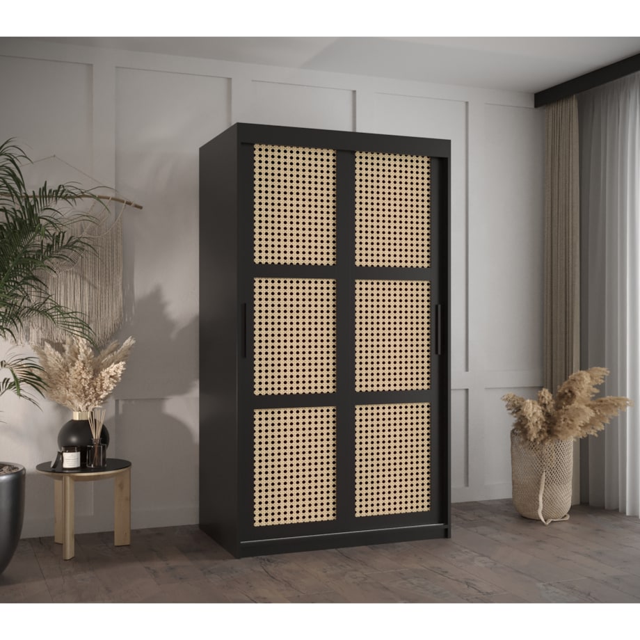 Szafa przesuwna Garderoba PLECIONKA WIEDEŃSKA 100 czarny